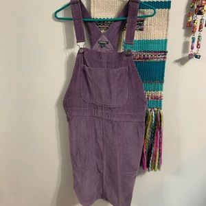 Purple corduroy overall dress